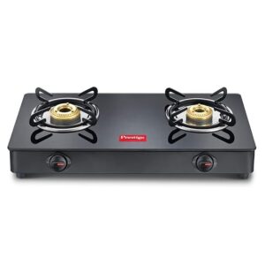 Prestige IRIS Toughened Glass-Top 2 Brass Burner LPG Gas Stove